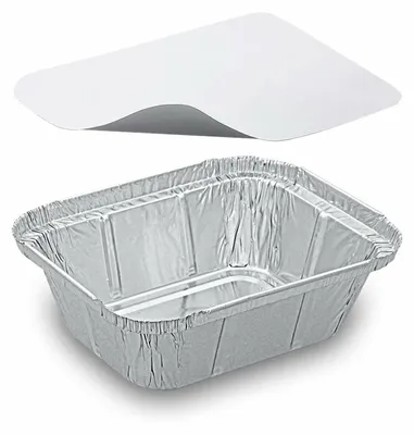 Produktbild von 20x Alu-Servierschale Aluschale eckig 250ml inklusiv Deckel