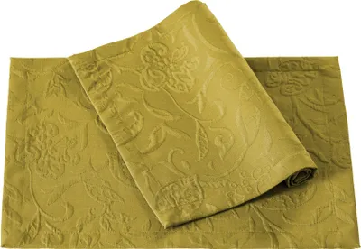 Produktbild von Pichler bügelfreier Piqué floral, ornamental Tischset 6er Set 50 x 35 cm CORDOBA Rechteck limone , Gehrungssaum
