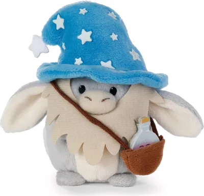 Produktbild von NICI Kuscheltier mymochi Esel Earl mit Zaubertrank und Zaubererkostüm grau 8cm Geschenkbox