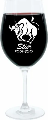 Obrázok produktu pre Pohár na víno Leonardo 400 ml, pohár s motívom, znamenie zverokruhu Býk, darček, náladový pohár s gravírovaním, náladový pohár, 22 cm
