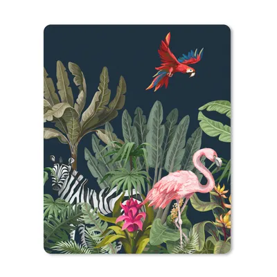 Produktbild von MuchoWow® Mauspad Mousepad Dschungel - Pflanzen - Tiere - Kinder - Flamingo - Zebra 30x40 cm - Mousepads - Maus Mat - Pad - Mausunterlage - Mausmatten