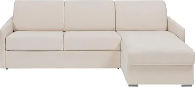 Zdjęcie produktu dla Narożnik z materacem - Wymienny narożnik - Tkanina - Beżowy - Powierzchnia do leżenia 140 cm - Materac 18 cm - CALIFE