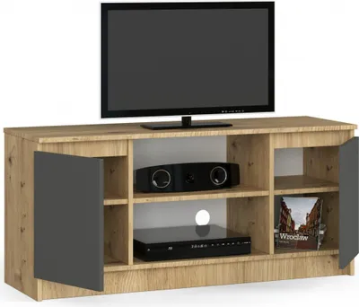 Produktbild von TV Schrank AKORD Fernsehkommode 120 cm Eiche Artisan, Graphit B120 x H55 x T40cm