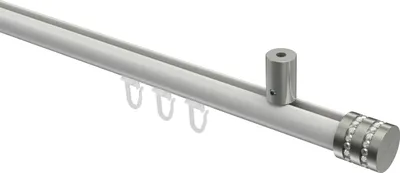 Produktbild von Interdeco Innenlaufstange / Gardinenstange mit Innenlauf Weiß / Edelstahl-Optik, Typ Sonius Estana (Glitzerkappe) Deckenmontage, 20 mm Ø 1-läufig, 140 cm