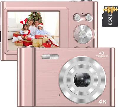 Produktbild von Andoer 4K Digitalkamera Videocamcorder 48 MP 2,4 Zoll IPS-Bildschirm Autofokus 16-facher Digitalzoom Anti-Shake-Gesichtserkennung Smile Capture Eingebauter Blitz und Akku mit 32 GB Speicherkarte Weihnachtsgeschenk fuer Kinder Teenager