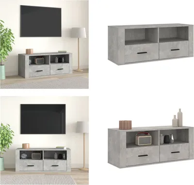 Produktbild von vidaXL TV Schrank Betongrau 100x35x40 cm Holzwerkstoff - TV-Schrank - TV-Schränke - TV-Möbel - TV-Ständer