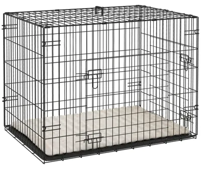 Produktbild von Hundekäfig klappbar Hundebox mit 2 Türen, 5 x 53 cm Schwarz | Für Hunde Innen & Transport