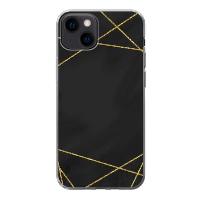 Produktbild von MuchoWow® Handyhülle Schutzhülle Hülle für iPhone 13 Geometrisches Muster aus goldenen Linien auf schwarzem Hintergrund Silikon Softcase Handy Hülle - Karteninhaber
