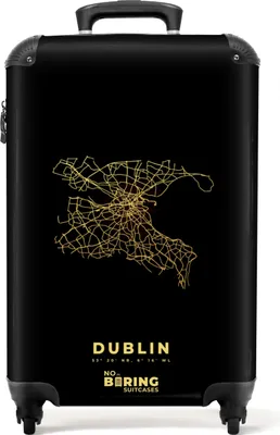 Produktbild von NoBoringSuitcases.com® Kufry Příruční kufr na kolečkách Příruční kufr na kolečkách Malý kufr na 4 kolečkách - Mapa - Dublin - Zlatá - Mapa - Irsko - Příruční velikost < 55x40x23 cm a 55x40x20 cm - Foto kufr - Příruční kufr - Palubní zavazadloPříruční kufr 55x35x20 cm, 36L,