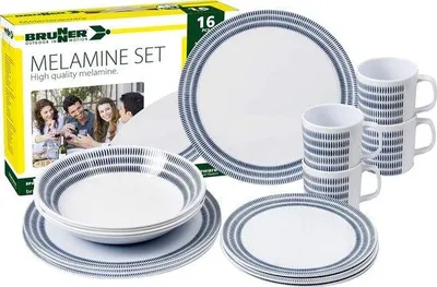 Produktbild von Melamin-Set für 4 Personen - Blau - 16-teilig - Hochwertig, antislip und dauerhaft