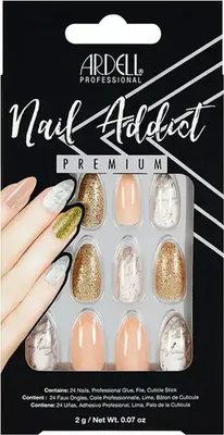 Produktbild von Ardell | 24 Tips - Künstliche Nägel - |Gold, Silber| - Größe M - Tips - Nagelkleber - Pink Marble & Gold - Komplettset