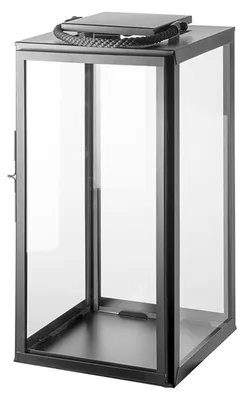 Produktbild von FINK Laterne SEVILLA mit Glas - Bodenlaterne aus Edelstahl pulverbeschichtet, grau, schwarz, H 58 cm, Wohnzimmer Deko