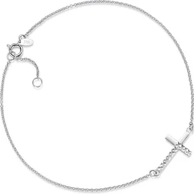 Image de SILBERKETTEN STORE Chaîne de cheville Pois 1,3 mm avec croix - Argent 925 - 28 cm