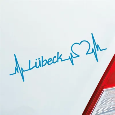 Produktbild von Auto Aufkleber Lübeck Herz Herzschlag 19x6 cm Hellblau Sticker Heckscheibenaufkleber