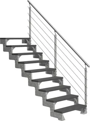 Produktbild von Aussentreppe Pertura Tallis mit Prova Geländer 9 Steigungen 80 cm anthrazit