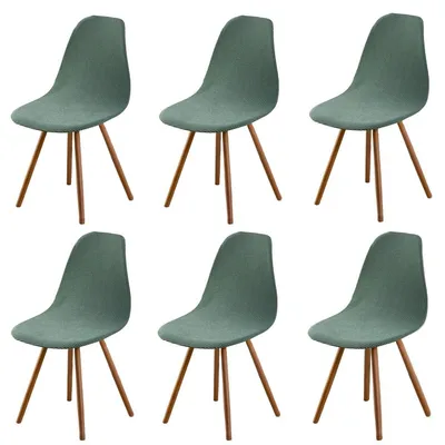 Immagine prodotto di Coprisedie da sala da pranzo in stile scandinavo con tessuto jacquard - Set da 6 (verde matcha)