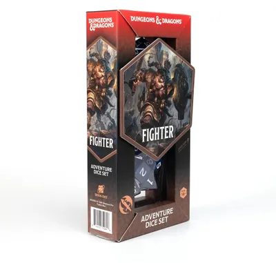 D&D Abenteuer Würfel-Set, Kämpferklasse, Blau, 15-teilig