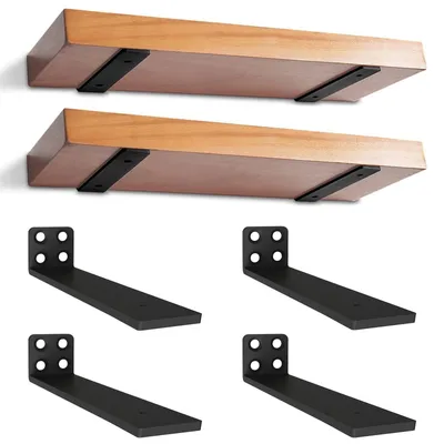 Image de Supports de planches robustes, 20 cm - Supports de planches en métal - Montage mural - Lot de 4 - Gain de place - Inox et durable - Support de planche
