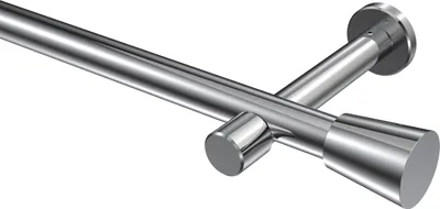 Zdjęcie produktu dla Karnisz Interdeco / karnisz chromowany, typ Prestige Sitra (stożkowy) bez pierścieni, 20 mm Ø 1-torowy, 160 cm