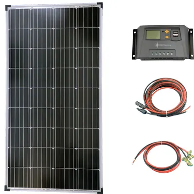 Produktbild von Solar Set 12V 130 Watt Solarpanel Solarkabel Laderegler Solaranlage 10A PV