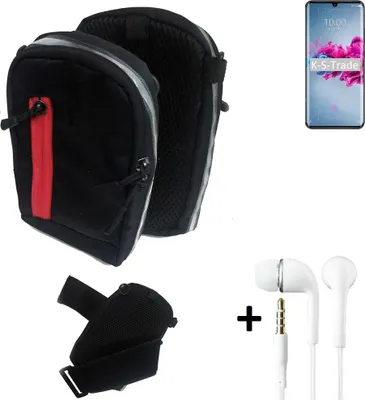 Produktbild von K-S-Trade Outdoor Gürteltasche Holster Umhängetasche + Kopfhörer kompatibel mit ZTE Axon 11 5G schwarz Handy Tasche Case travelbag Schutzhülle