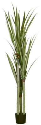 Obrázek produktu pro Umělá yucca velká 190 cm Umělá rostlina, plastová umělá rostlina v květináči, 17 x 17 x 190 cm smaragdově zelená