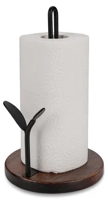 Immagine prodotto di Portarotolo cucina legno - Per asciugamani di carta da 23 cm - Nero