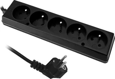 Immagine prodotto di Prolunga con cinque prese, 5x2p+Z, 16A, 5 m, nera T-969270 PLASTROL