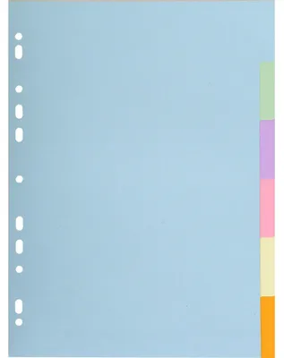 Image de Exacompta 50x Intercalaires carte pastel 170g 6 positions A4 assort. 1606E