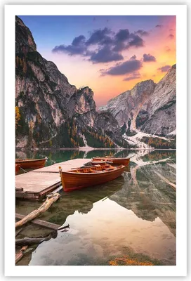 Produktbild von Poster - Poster ohne Rahmen - Boote Berge See - 61x91,5 cm - Wand Bild - Wanddeko - Wandbilder - Kunstposter - Wandposter - Bilder - Kunstdruck - Wanddekoration - Wandbild - P2XPA61x91-4638