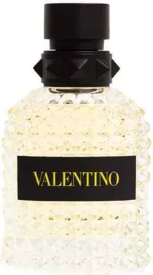 A bottle of Valentino Uomo Born in Roma Yellow Dream Eau de Toilette for men.