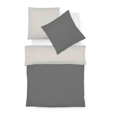 Produktbild von liebling Halbleinen Bettwäsche 135 x 200 + 1 x 80 x 80 cm, Farbe schiefer-leinen, Bettbezug aus 50% Leinen & 50% Baumwolle, kühlend & atmungsaktiv