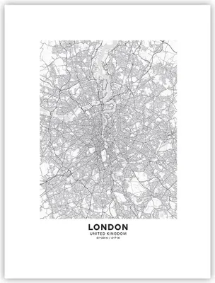 Produktbild von Poster - Poster ohne Rahmen - Stadt Karte London - 30x40 cm - Wand Bild - Wanddeko - Wandbilder - Kunstposter - Wandposter - Bilder - Kunstdruck - Wanddekoration - Wandbild - P2XPA30x40-4680