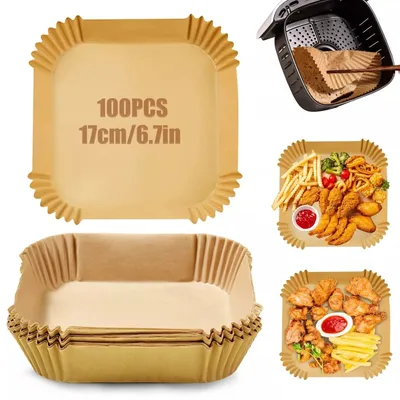 Produktbild von 200 Stück Backpapier 17cm Quadratisch für Heißluftfritteusen
