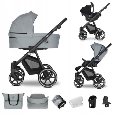 Produktbild von Kinderwagen Emjot EQ 3in1 grün Aluminium klappbar
