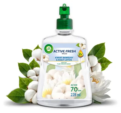 Produktbild von Air Wick Active Fresh Lufterfrischer-Nachfüllpackung Baumwollblume Weißer Lotus 228 ml