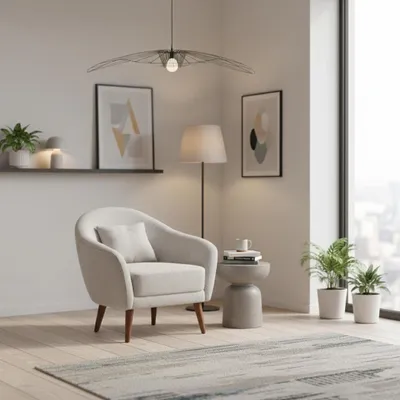 Immagine prodotto di Poltrona moderna beige dal design elegante Poltrona da salotto Poltrona imbottita