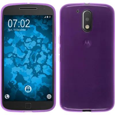 Produktbild von PhoneNatic Case kompatibel mit Motorola Moto G4 Plus - lila Silikon Hülle transparent + 2 Schutzfolien