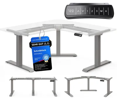 Produktbild von DESKSPACE CORNER Schreibtisch, Elektrisch höhenverstellbar, Nur Graues Gestell