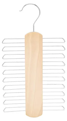 Produktbild von Amazon Basics Holz-Krawatten- und Gürtelhalter mit 20 Stangen, 2 Stück, 1er-Pack, Doppelpack, Natur