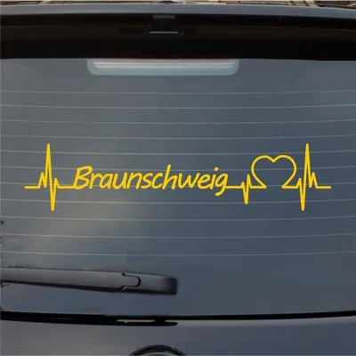 Produktbild von Heckscheibenaufkleber Braunschweig Herzschlag Puls Stadt Liebe 55x12 cm Gelb Auto Aufkleber Sticker