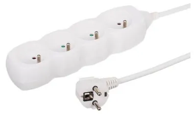 Image de Rallonge multiprise 5 m, 4 prises avec terre, 16 A, câble 3 x 1 mm², blanche