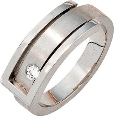 Produktbild von JOBO Damen Ring 950 Platin teilmattiert 1 Diamant Brillant 0,10ct. Größe 60
