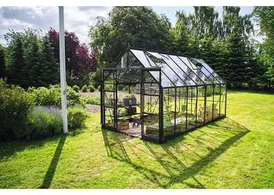 Produktbild von Gewächshaus Halls Icon 8 11,2 m² Sicherheitsglas 3 mm 254,7 x 441,3 cm schwarz