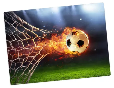Platzset abwaschbar – Fußball mit Feuerschweif – 44 x 32 cm