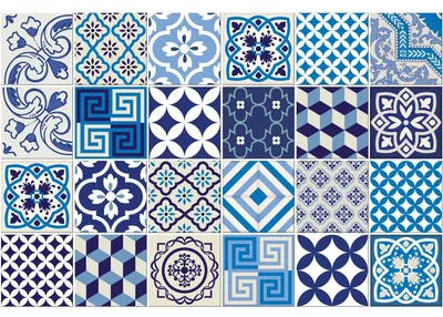 Produktbild von Selbstklebende Fliesenaufkleber für Küche und Bad – 24 Zementfliesenaufkleber (AZULEJOS LENDRO) – 24 Aufkleber, 15 x 15 cm