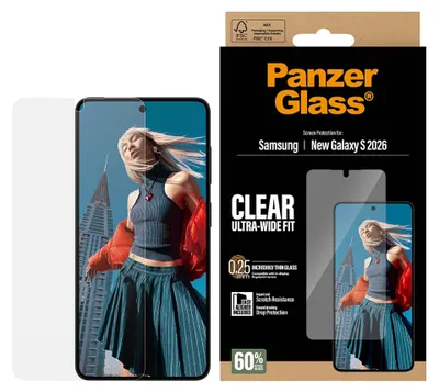 Produktbild von PanzerGlass ® Displayschutz Samsung Galaxy S26 | Ultra-Wide Fit m. EasyAligner, Samsung, Samsung - Galaxy S26, Trockene Anwendung, Kratzresistent, Schockresistent, Transparent, 1 Stück(e)