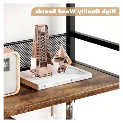 Produktbild von Bücherregal im industriellen Stil, 180 cm hoch, mit 4 offenen Regalböden und Schubladen, rustikales Holzregal für Wohnzimmer, Schlafzimmer und Büro