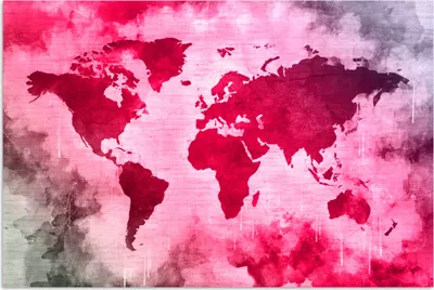 Produktbild von MuchoWow® Poster Weltkarte - Rot - Schwarz 180x120 cm - Fotoplakat