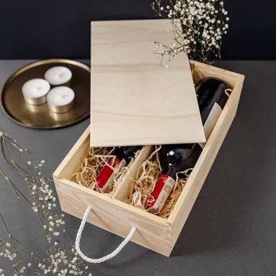 Immagine prodotto di Creative Deco Scatola in Legno per Il Vino | 2 Bottiglie | Manico Corda e Coperchio Scorrevole | 35 x 21 x 11 cm | Cassetta Perfetta per Regalo